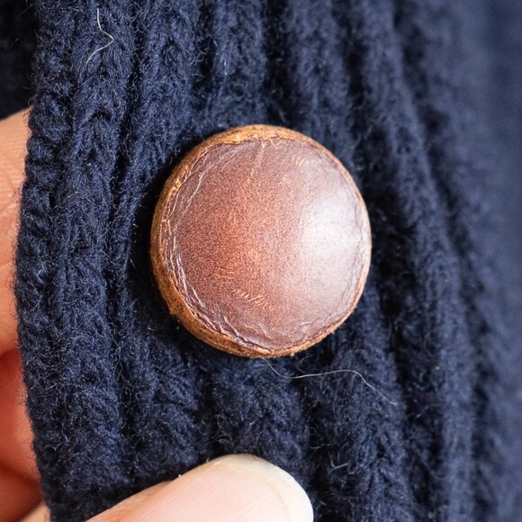 Sid Mashburn Sweater Cardigan Shawl Collar Geelong Wool Navy Blue Academia - Picture 10 of 12